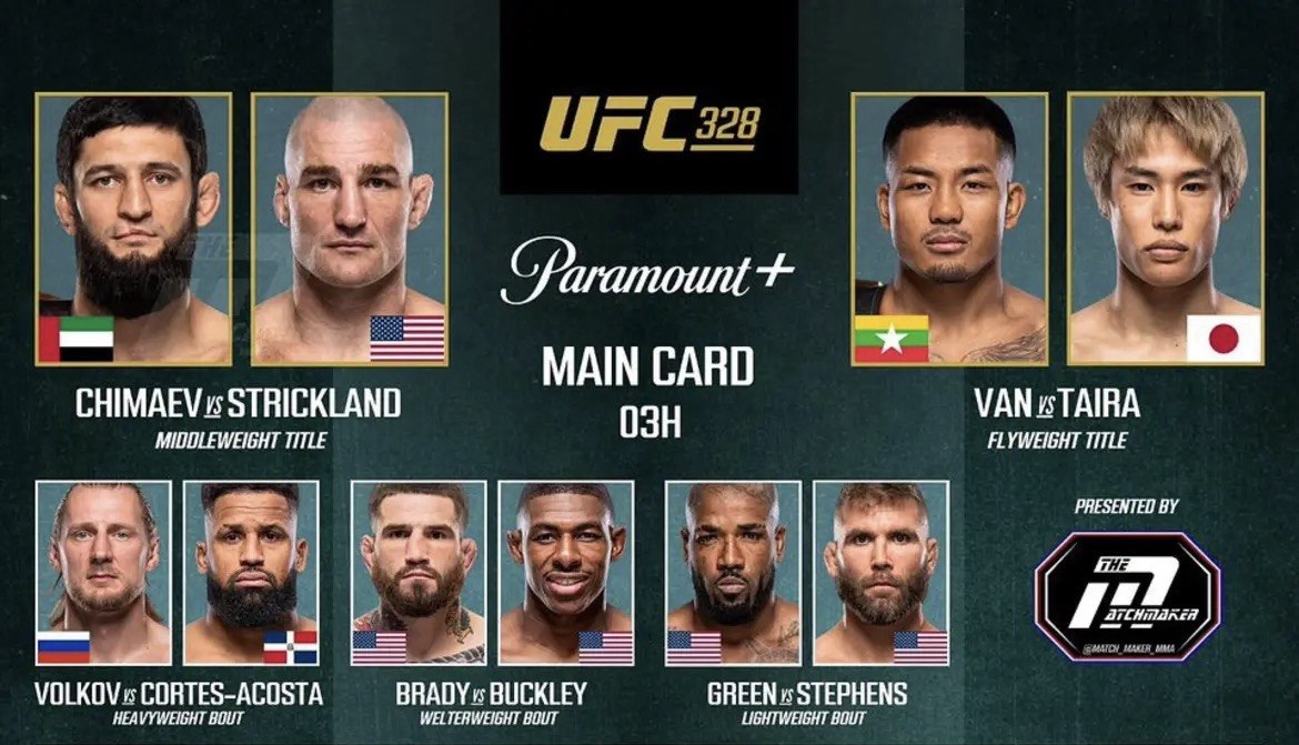 Main Card UFC 328. Site officiel UFC